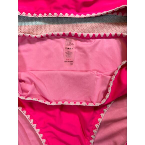 NWOT, Hot Pink One Shoulder Embroidered Bikini, Size Small - Picture 4 of 8